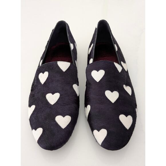 Burberry Prorsum Pony Hair Printed Loafers Hearts EU 39 US 9 Womens Luxury Shoes - Picture 2 of 10